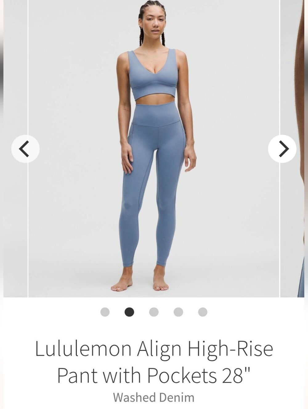 NWT Lululemon Align HR W/pockets 28in Sz 4 Legging Washed Denim